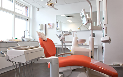 A dental chair and equipment